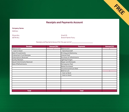 Download Professional Receipt And Payment Account Format in Excel