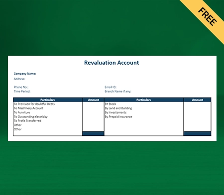 Download Free Revaluation Account Format in Excel