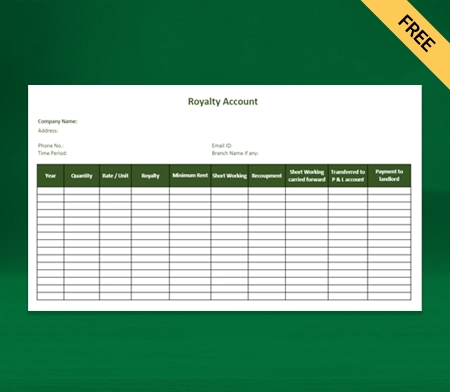 Download Royalty Account Format in Excel