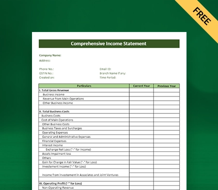 Download Statement Of Comprehensive Income Format in Excel