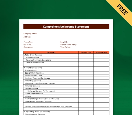 Download Best Statement Of Comprehensive Income Format in Excel