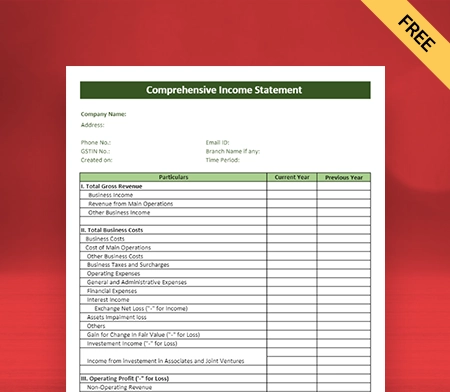Download Statement Of Comprehensive Income Format in Pdf