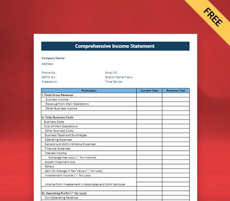 Download Free Statement Of Comprehensive Income Format in Pdf