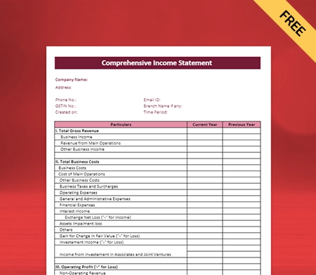 Download Professional Statement Of Comprehensive Income Format in Pdf