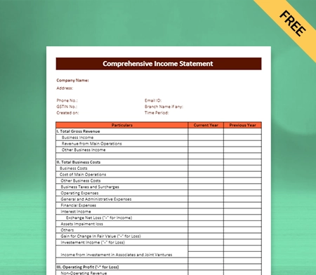 Download Best Statement Of Comprehensive Income Format in Sheets
