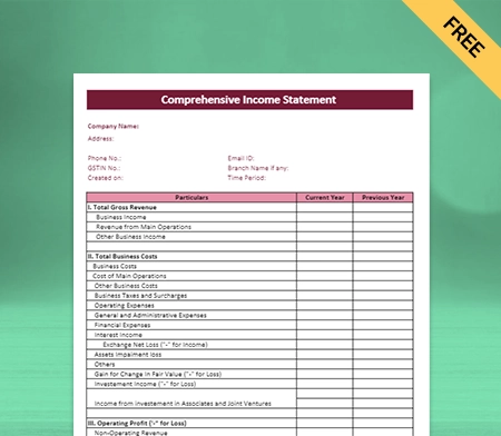 Download Professional Statement Of Comprehensive Income Format in Sheets