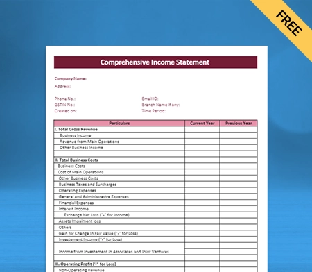 Download Professional Statement Of Comprehensive Income Format in Word