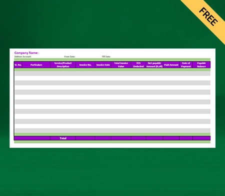 Download Debtors Account Format in Excel