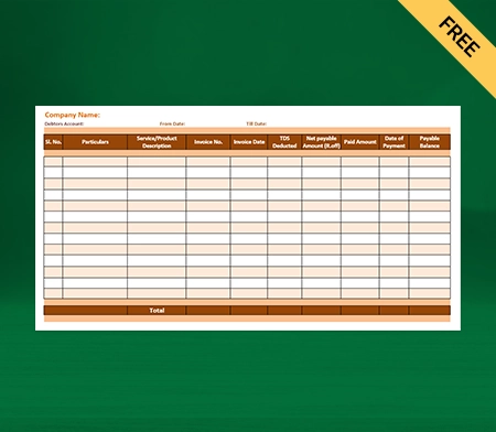 Download Free Debtors Account Format in Excel