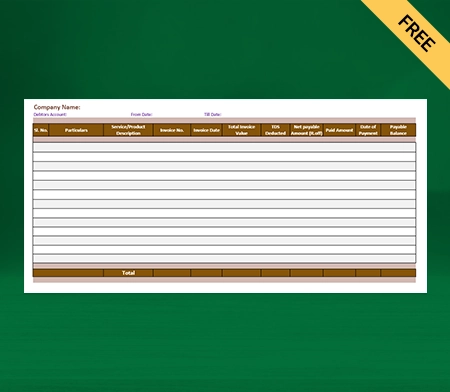 Download Best Debtors Account Format in Excel