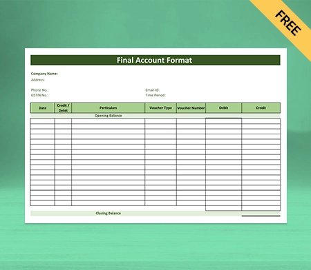 Download Final Account Format in Google Sheets