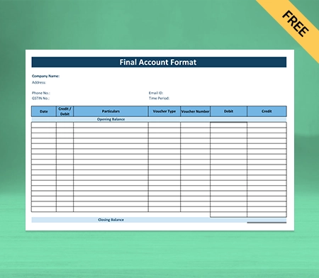 Download Free Final Account Format in Google Sheets