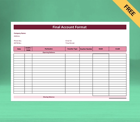 Download Professional Final Account Format in Google Sheets