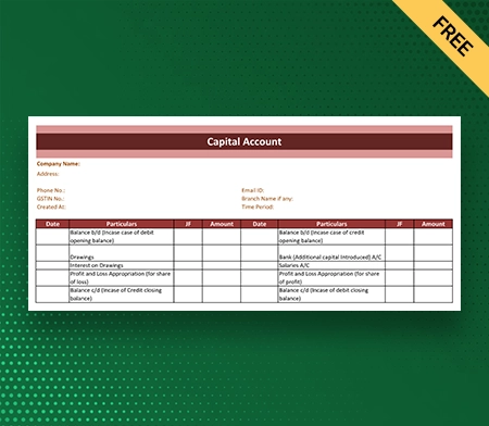 Download Free Capital Account Format in Excel