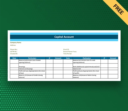 Download Best Capital Account Format in Excel