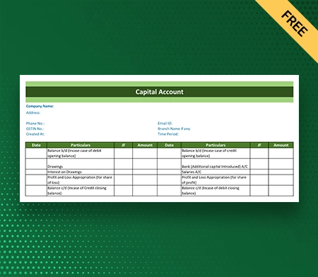Download Professional Capital Account Format in Excel