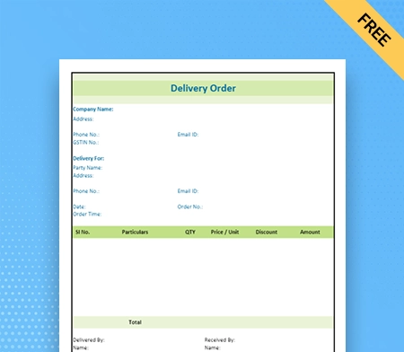 Download Free Delivery Order Format in Google Docs