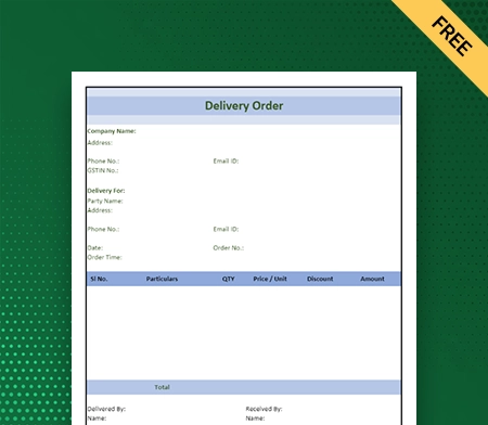 Download Delivery Order Format in Excel