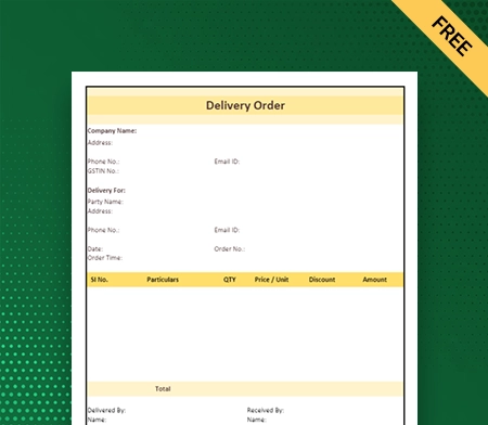 Download Best Delivery Order Format in Excel