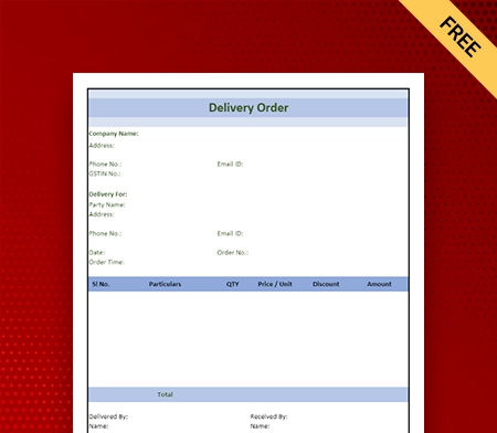 Download Delivery Order Format in Pdf