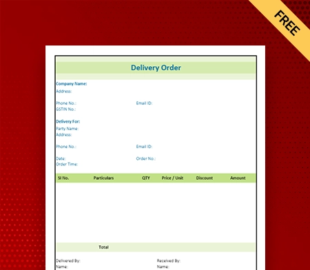 Download Free Delivery Order Format in Pdf