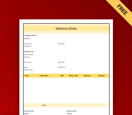 Download Best Delivery Order Format in Pdf