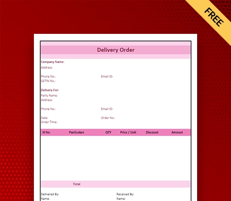 Download Professional Delivery Order Format in Pdf