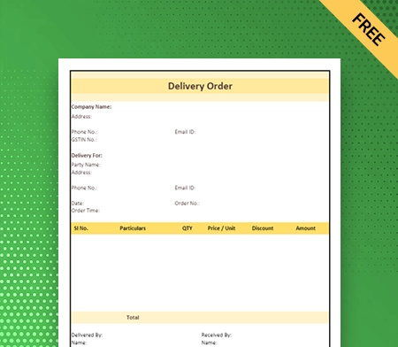 Download Best Delivery Order Format in Google Sheets