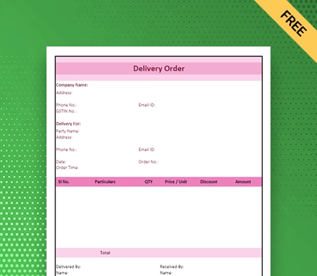 Download Professional Delivery Order Format in Google Sheets