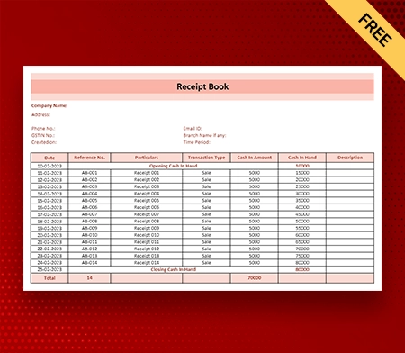 Download Professional Receipt Book Format in Pdf