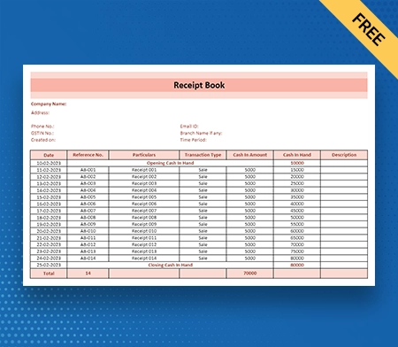 Download Professional Receipt Book Format in Word