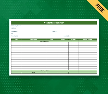 Download free Vendor Reconciliation Format in Excel