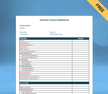 Download Free Vertical Income Statement Format in Docs