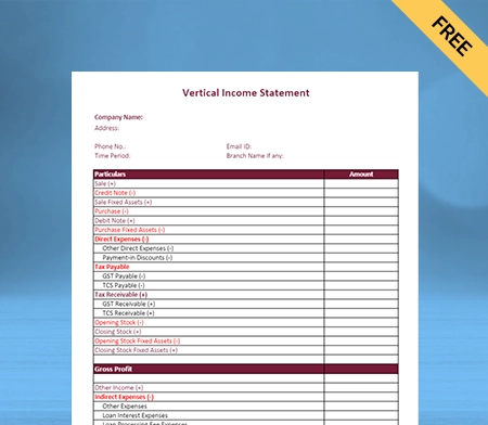 Download Professional Vertical Income Statement Format in Docs