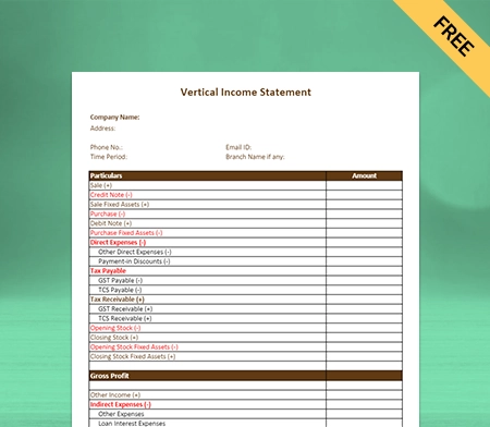 Download Best Vertical Income Statement Format in Sheets