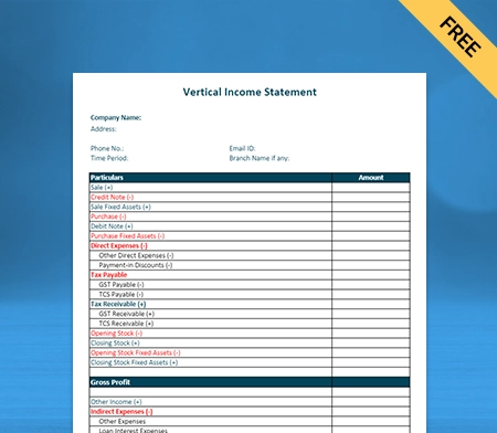 Download Free Vertical Income Statement Format in Word