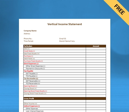Download Best Vertical Income Statement Format in Word