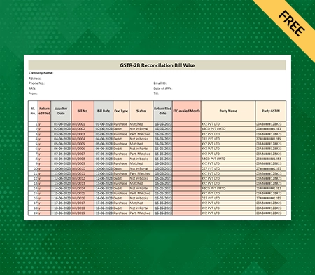 GST Reconciliation Format in Excel-4
