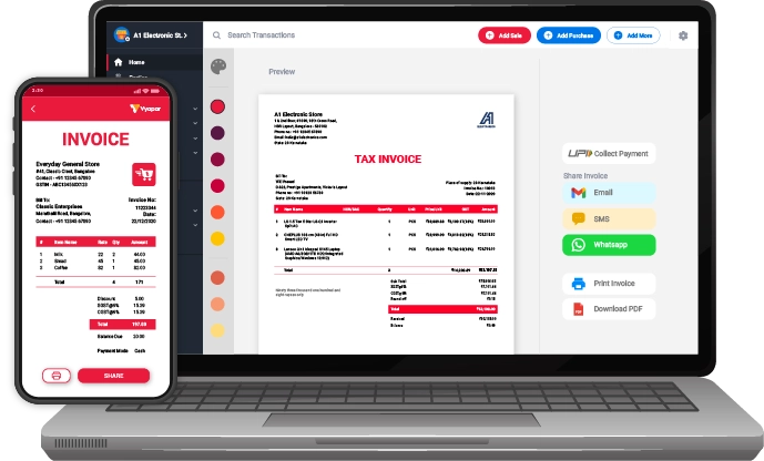 Create estimation invoice using Vyapar app