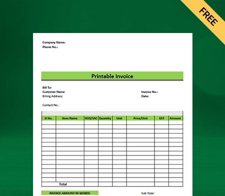 Printable Invoice Template Type II