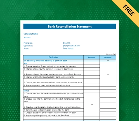Bank Reconciliation Statement Format excel-2