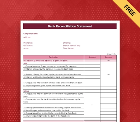 Bank Reconciliation Statement  Format