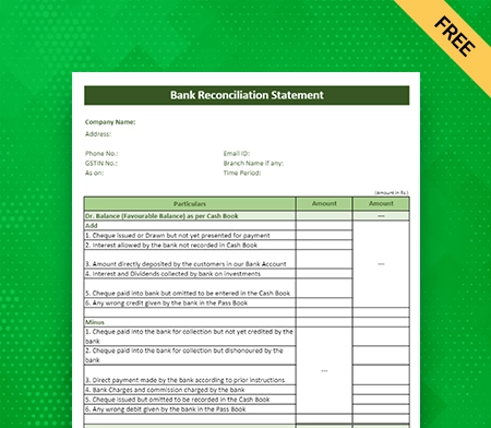 Bank Reconciliation Statement Format sheet-1