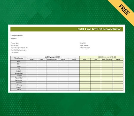 GSTR-3B And GSTR-1 Reconciliation Format