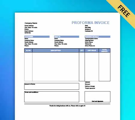 Proforma Invoice with Delivery Charges