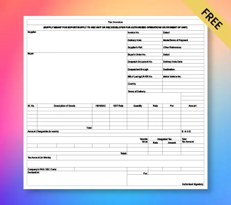 Simple tax invoice