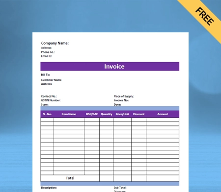 Freelancer Invoice Format Type III