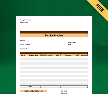 Service Invoice Format Type I
