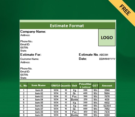 Estimate Format in Excel