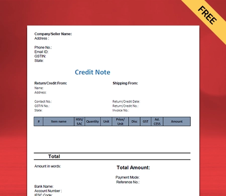 Credit Note Template 10 Credit Templates Free Sample Example 